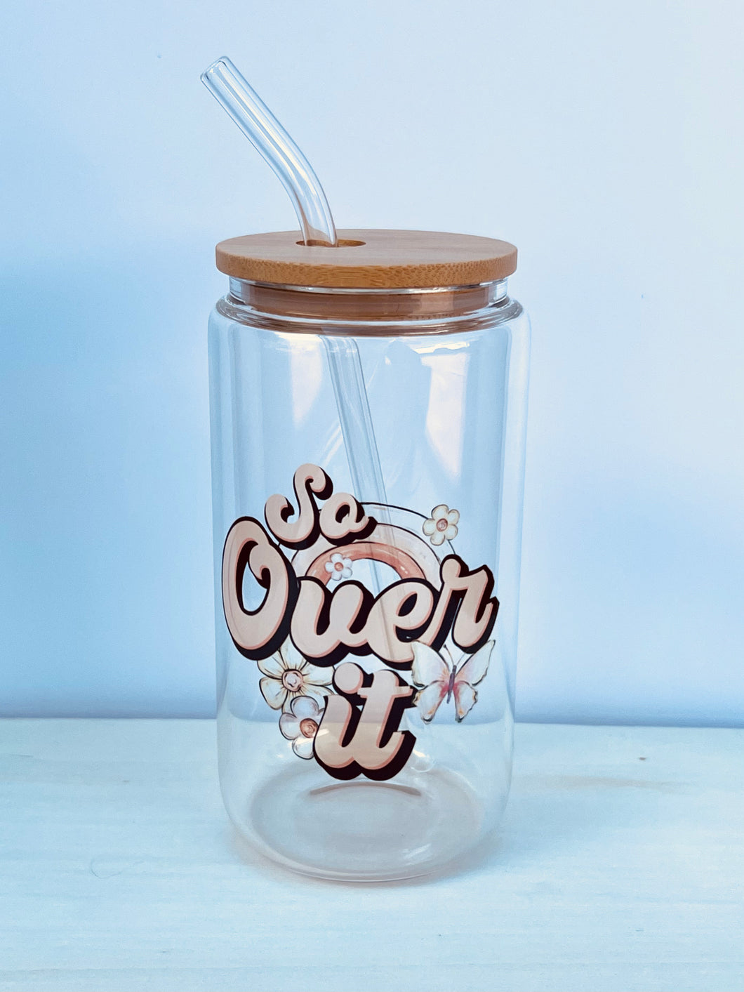 So Over It 17oz Glass Can Cup